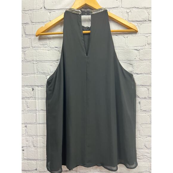 GUESS Women Halter Sleeveless fringe chain in black, Silver Size M - Picture 3 of 7